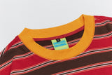 American Style Striped Color Matching T-Shirt
