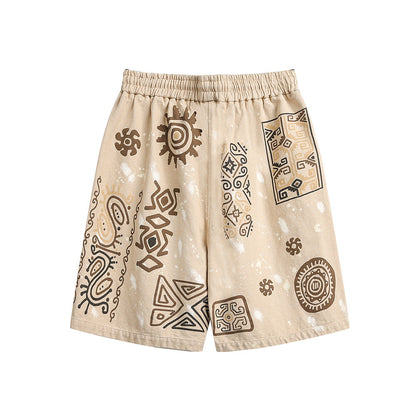 Graffiti Print Loose Casual Short