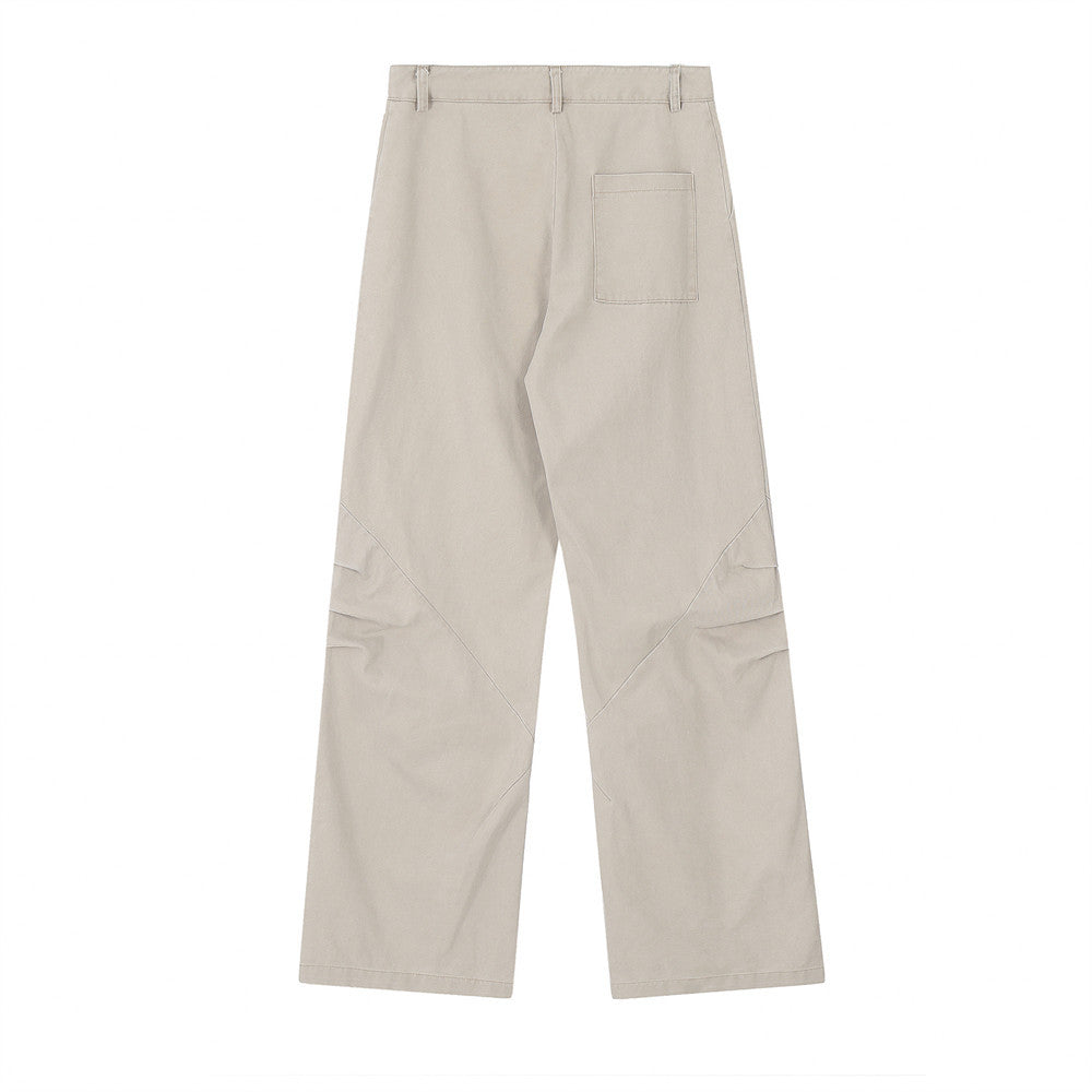 Trendy Punk Solid Color Pleated Pants