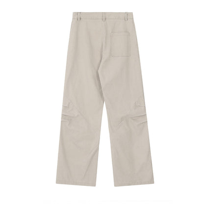 Trendy Punk Solid Color Pleated Pants