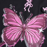 Colorblock Butterfly Print Crewneck Casual T-Shirt