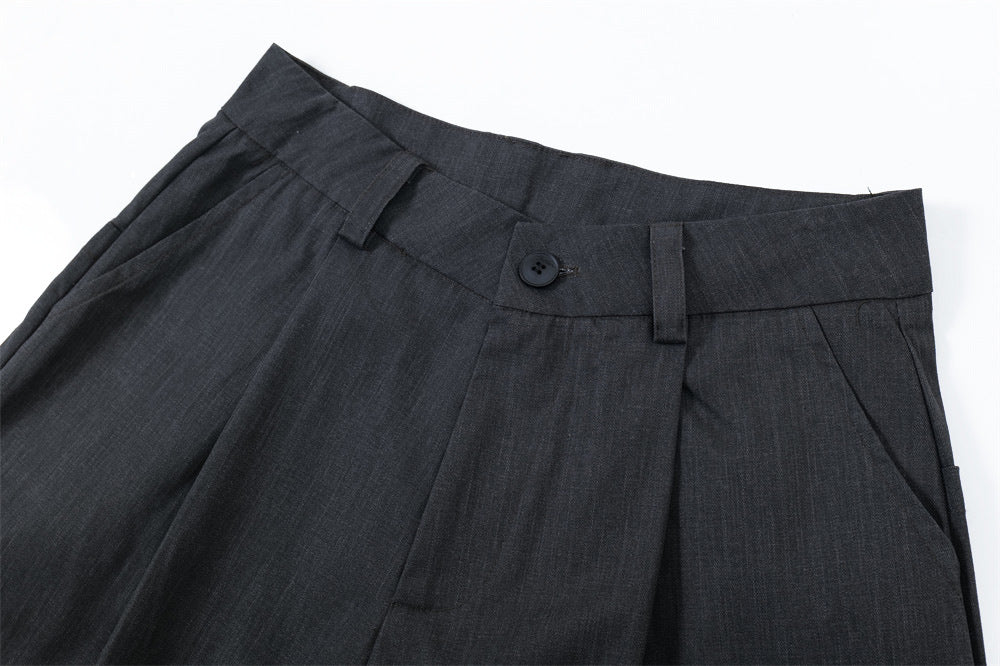 Flanging Distinctive Solid Color Wide Jorts