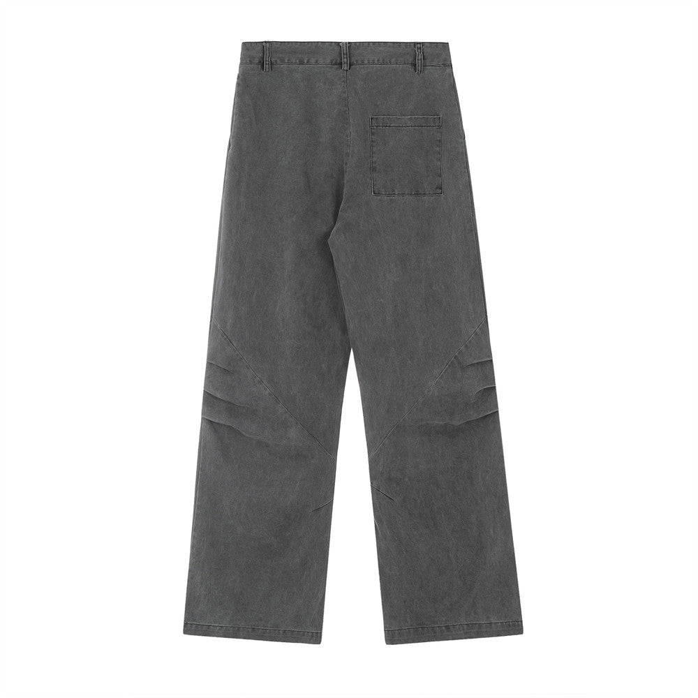 Trendy Punk Solid Color Pleated Pants