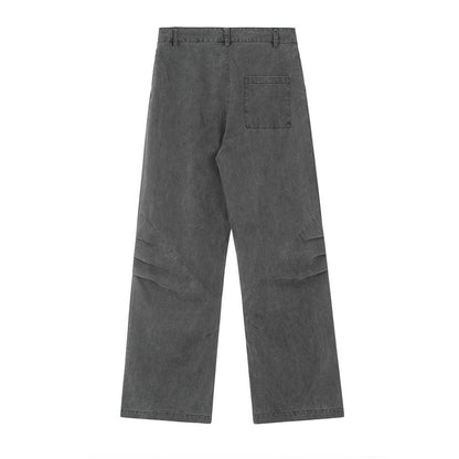 Trendy Punk Solid Color Pleated Pants