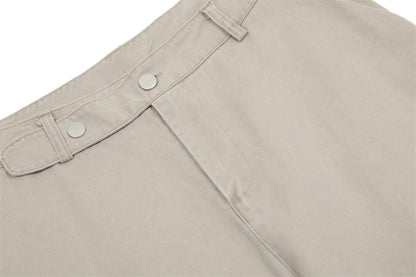 Trendy Punk Solid Color Pleated Pants