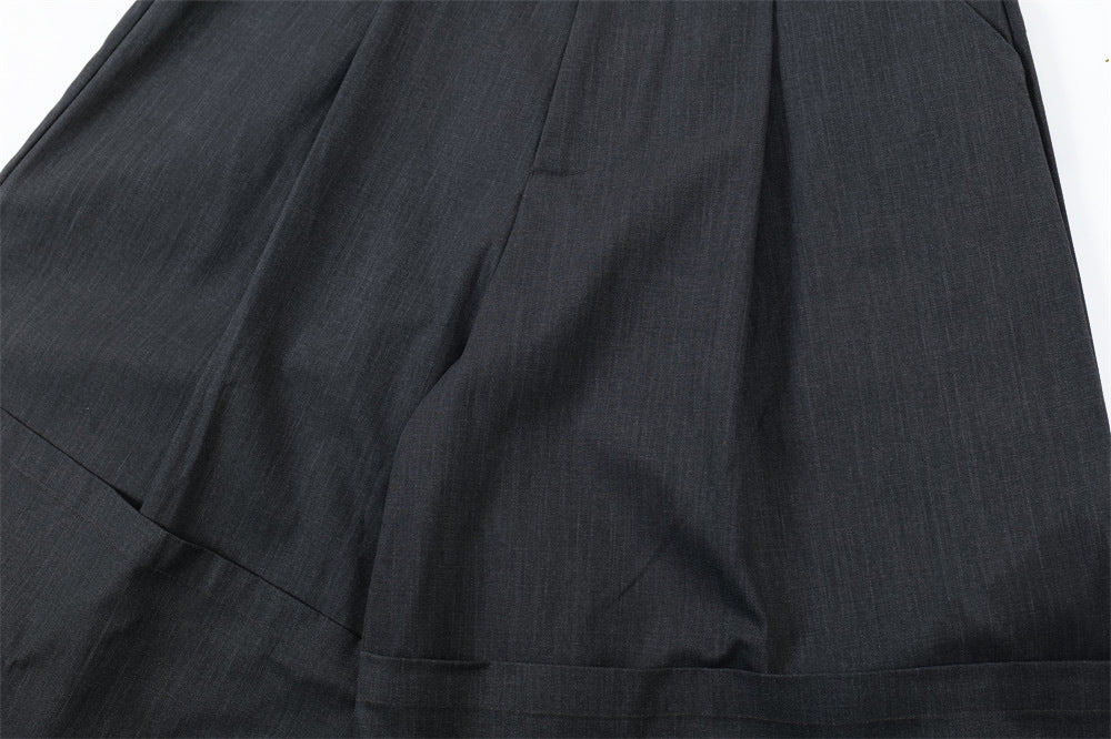 Flanging Distinctive Solid Color Wide Jorts