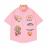 Trendy Embroidered Loose Lapel Summer Shirt