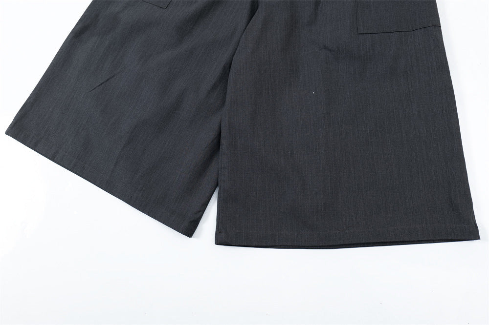 Flanging Distinctive Solid Color Wide Jorts