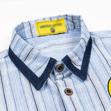 Embroidered Bear Cartoon Stripe Summer Shirt