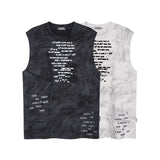Waist Tie-Dye English Letter Tank