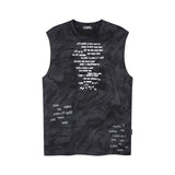 Waist Tie-Dye English Letter Tank