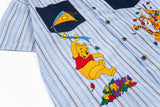 Embroidered Bear Cartoon Stripe Summer Shirt