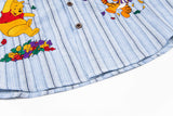 Embroidered Bear Cartoon Stripe Summer Shirt