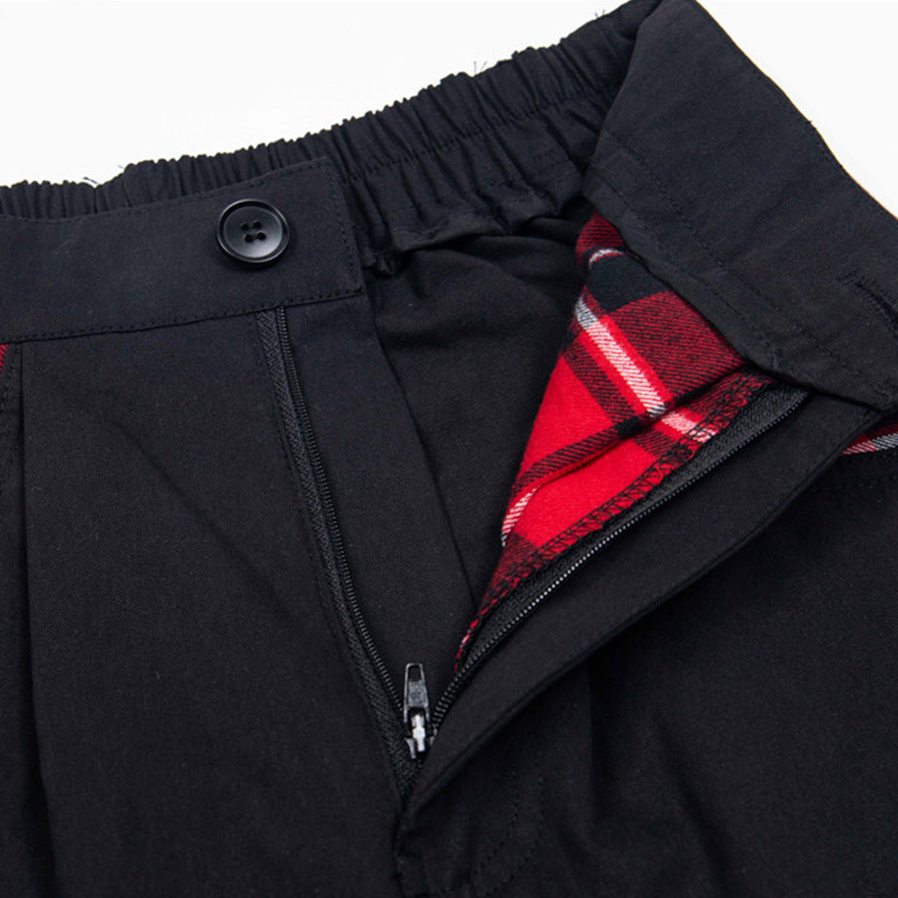 Trendy Contrast Stitching Plaid Straight