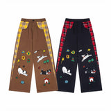 Trendy Contrast Stitching Plaid Straight