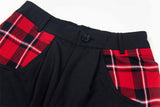 Trendy Contrast Stitching Plaid Straight