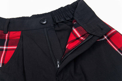 Trendy Contrast Stitching Plaid Straight