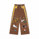 Trendy Contrast Stitching Plaid Straight