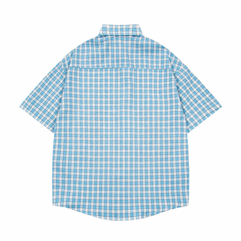 Plaid Embroidered Puppy Loose Casual Shirt