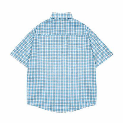 Plaid Embroidered Puppy Loose Casual Shirt