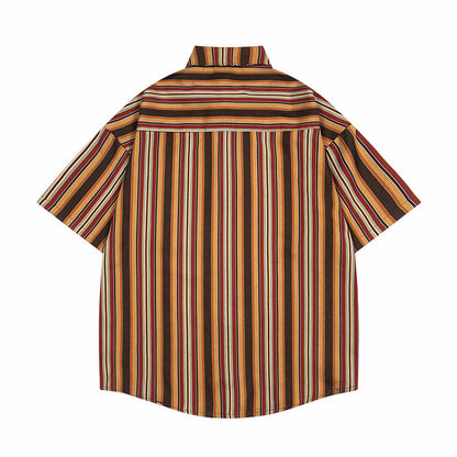 Vertical Stripe Retro Loose Summer Shirt