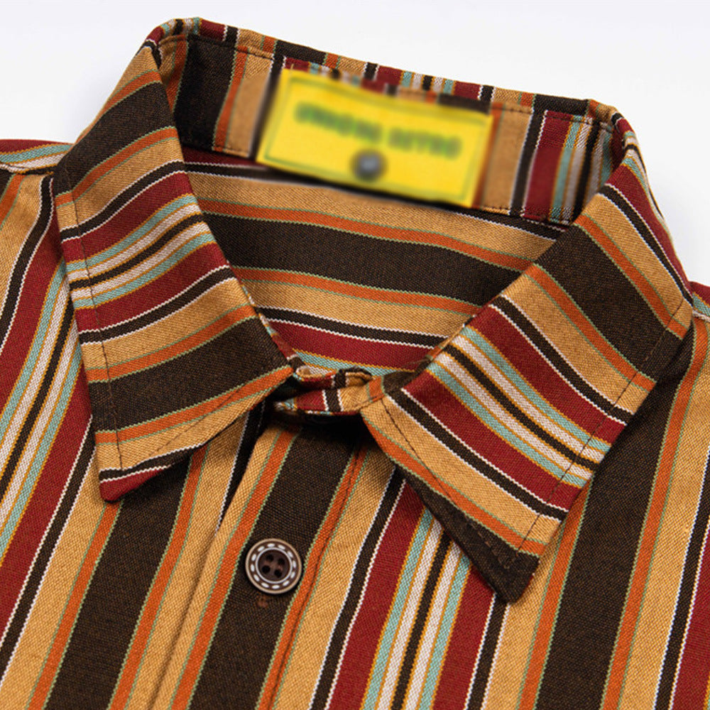 Vertical Stripe Retro Loose Summer Shirt