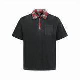 Casual Plaid Summer Half-Zip Polo T-Shirt