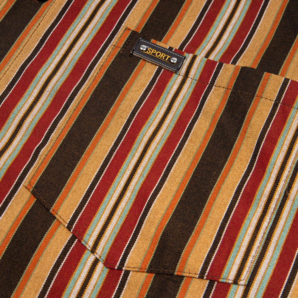 Vertical Stripe Retro Loose Summer Shirt