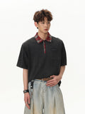 Casual Plaid Summer Half-Zip Polo T-Shirt