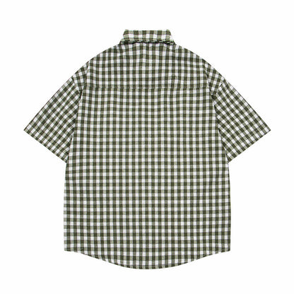 Plaid Embroidered Puppy Loose Casual Shirt
