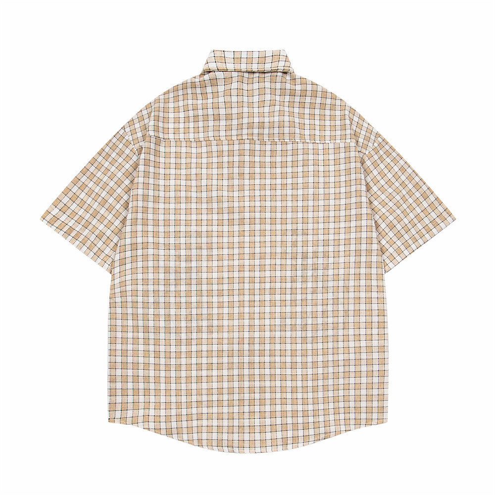 Plaid Embroidered Puppy Loose Casual Shirt