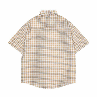 Plaid Embroidered Puppy Loose Casual Shirt