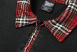 Casual Plaid Summer Half-Zip Polo T-Shirt