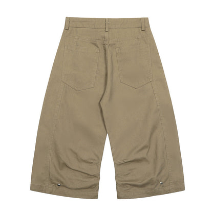 Solid Color Pleated Wide Leg Short