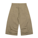 Solid Color Pleated Wide Leg Short