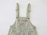 Embroidered Bear Denim Strap Pants Pants