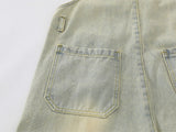 Embroidered Bear Denim Strap Pants Pants