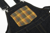 Trendy Irregular Contrast Plaid Denim Jump Suit