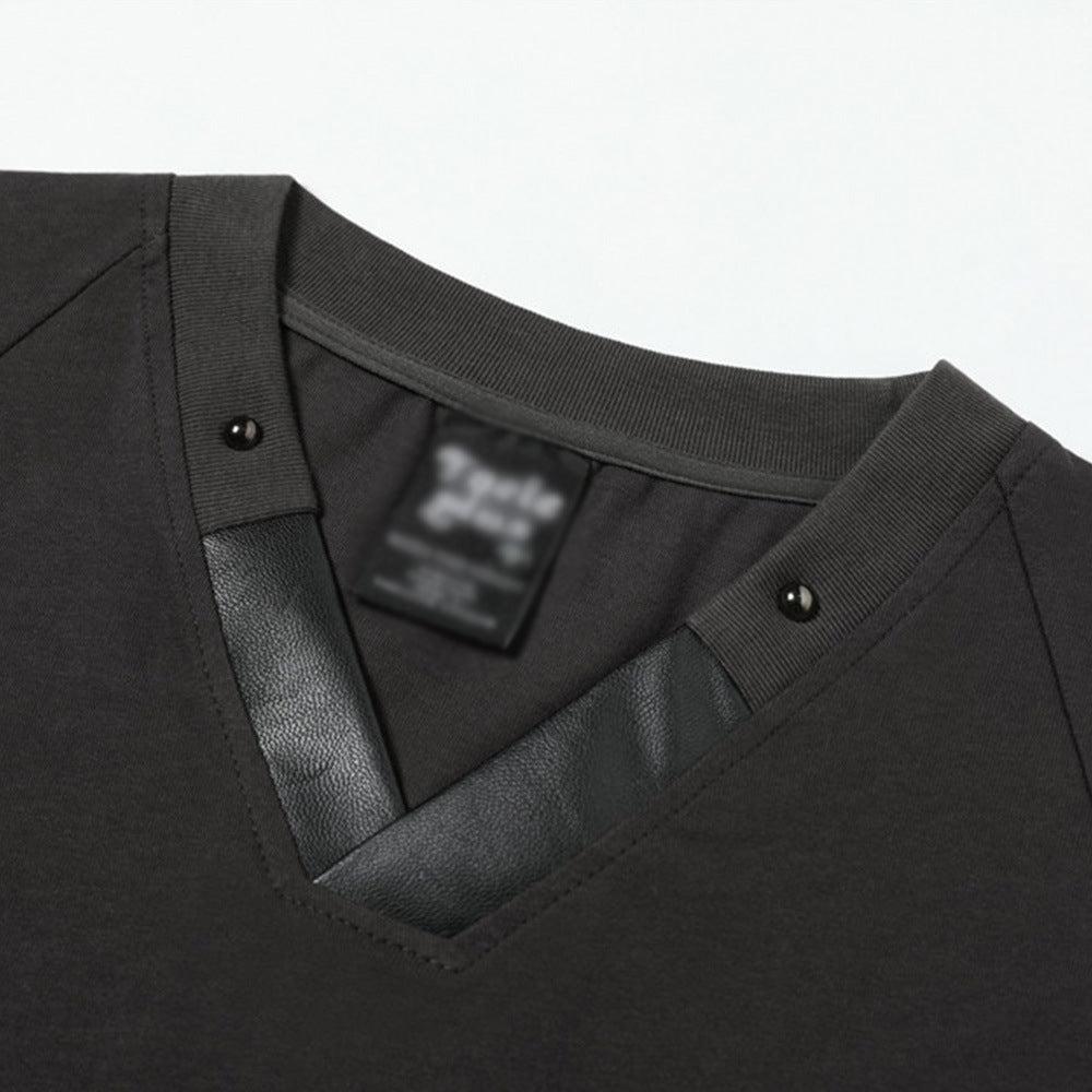 Solid Color V-Neck Mens T-Shirt