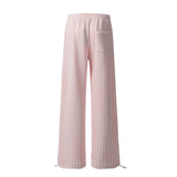Vertical Stripe Casual Straight Drawstring Pants