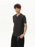 Solid Color V-Neck Mens T-Shirt
