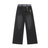 Colorful Embroidered Straight Leg Jeans