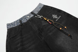 Colorful Embroidered Straight Leg Jeans