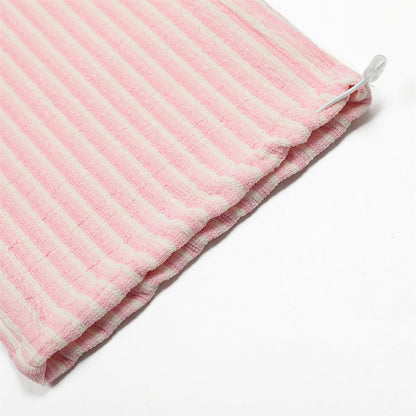 Vertical Stripe Casual Straight Drawstring Pants