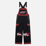Plaid Denim Overalls with Contrast Stitching Jump Suit