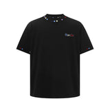 Color Block Embroidered Trendy Crewneck T-Shirt