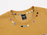 Color Block Embroidered Trendy Crewneck T-Shirt