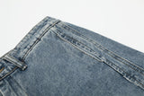 Pleated White Straight Loose Workwear Jeans