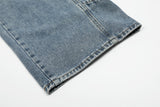 Pleated White Straight Loose Workwear Jeans