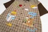 Loose Fun Cartoon Bear Plaid Shirt